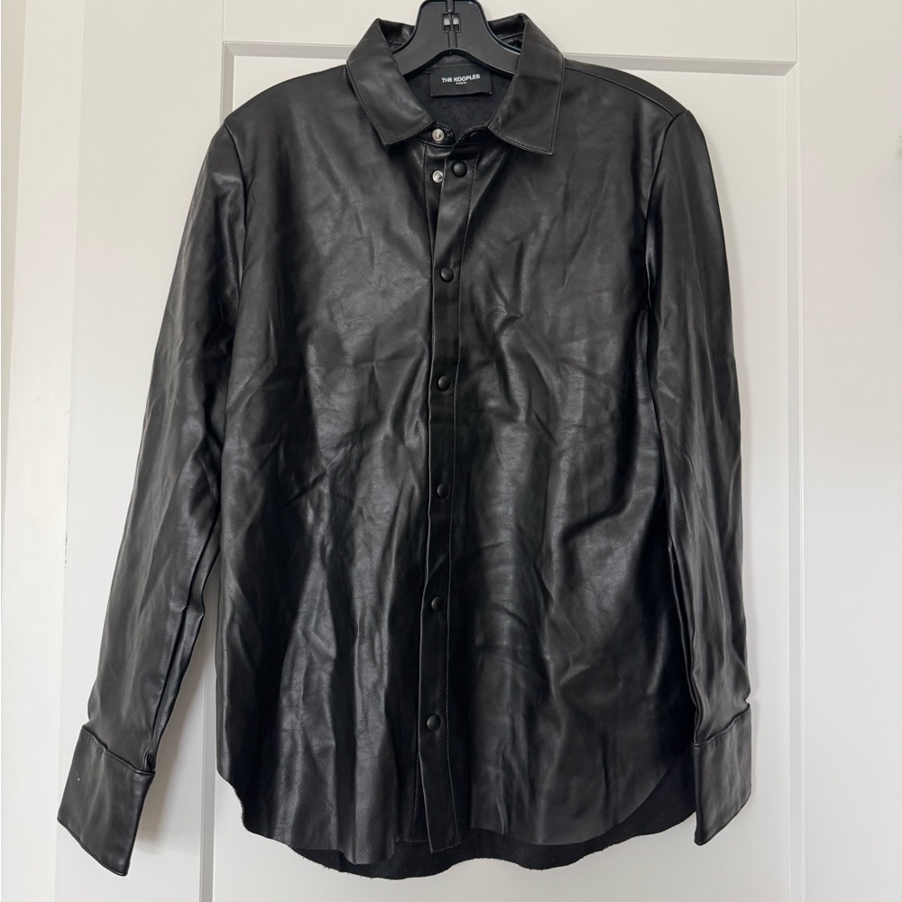 The skippers Black Leather Button-Up Shirt
